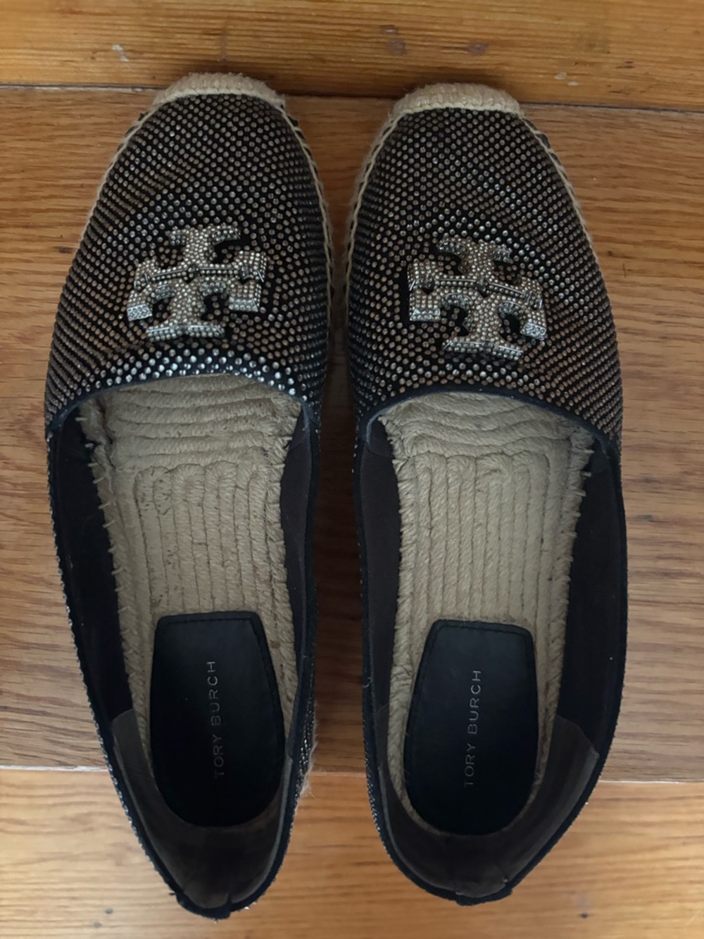 Tory Burch Embellished Black Slip-On Espadrilles BRAND NEW!!! Size 8/8.5